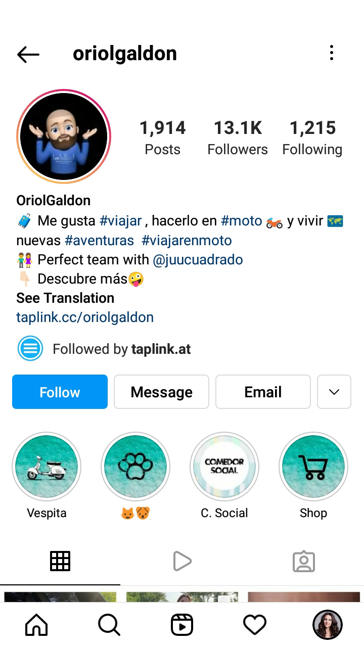 Personal emoji set as the Instagram profile picture