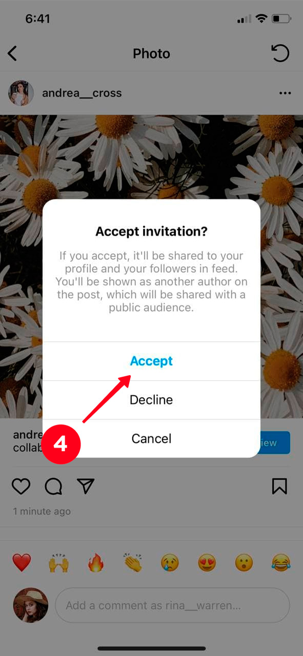 Choosing Accept in the Accept invitation window