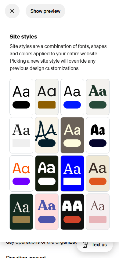 Mobile website styles in Weebly