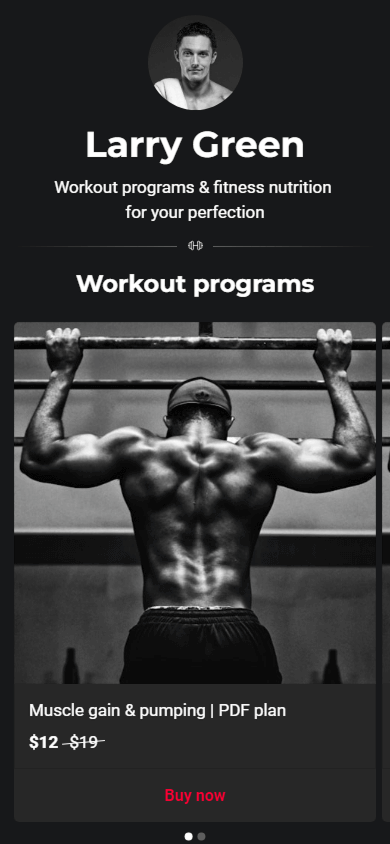 Site de um instrutor de fitness criado com o Taplink como alternativa ao Leadpages