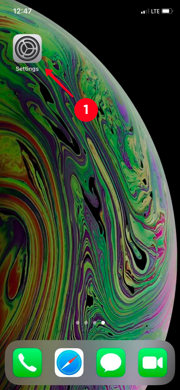 Opening Settings on an iPhone