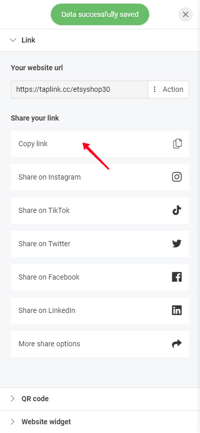 Copying link to a Taplink page of an Etsy seller