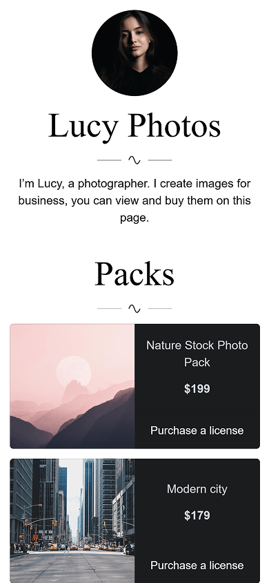 Photographer’s online store build with Taplink as a Stan Store alternative
