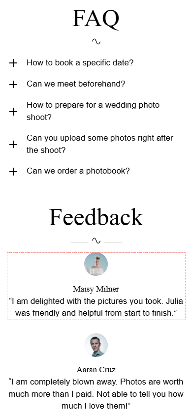 Bottom of the photographer’s page
