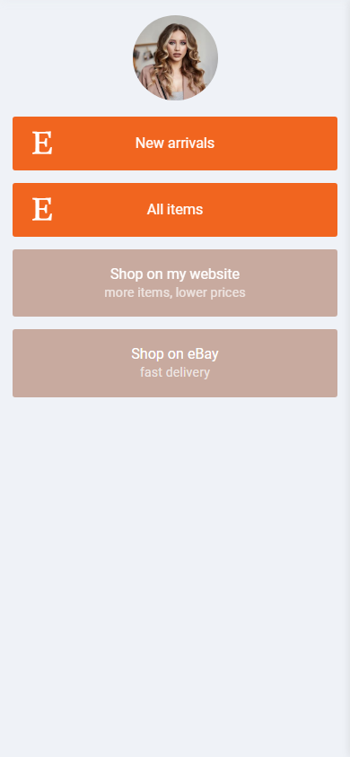 Branded and universal Etsy links added to an Instagram link in bio page on Taplink