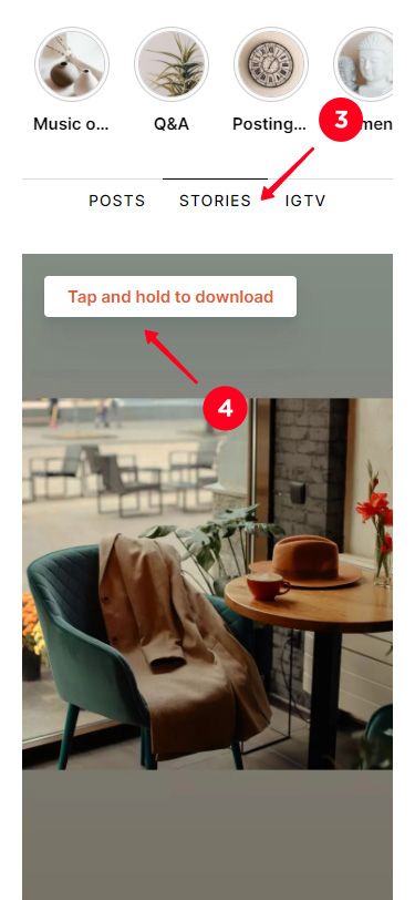Downloading an Instagram story on InstagramDownloads