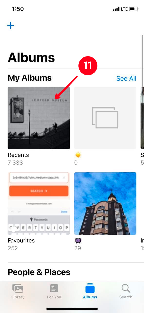 Tapping the Recents folder on an iPhone