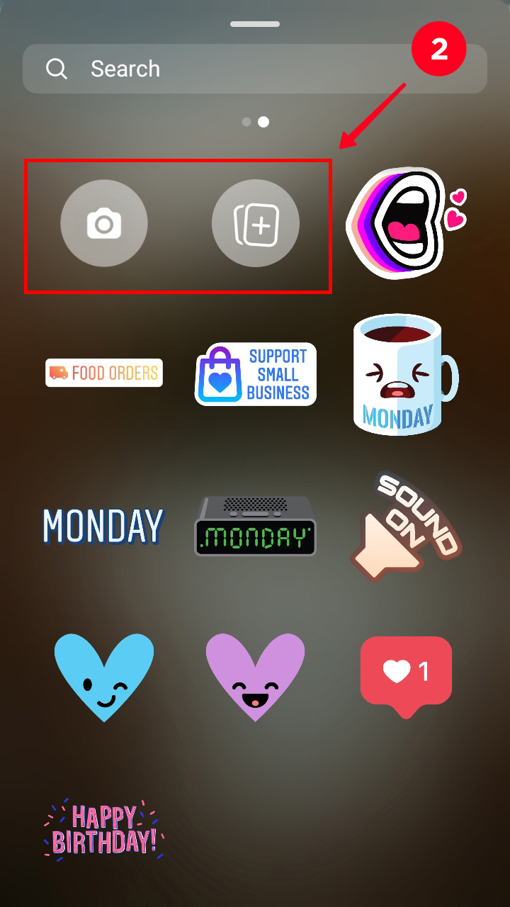 Choosing one of the highlighted Stories stickers
