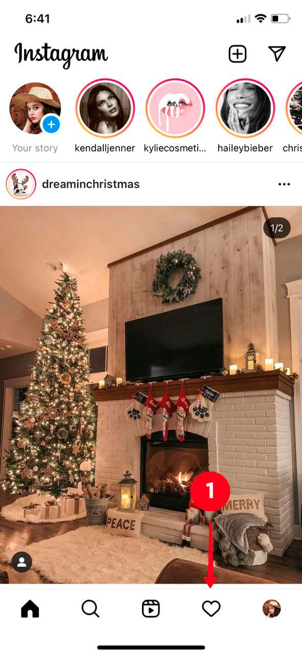 Switching to the Activity tab in the Instagram app on a smartphone