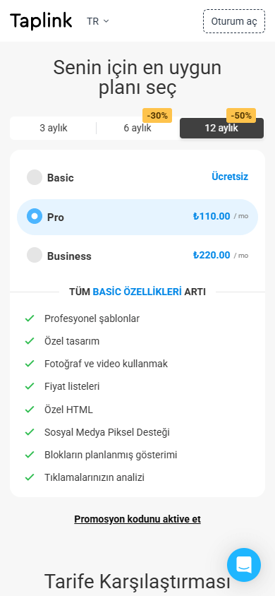 Pro fiyatlandırma planı