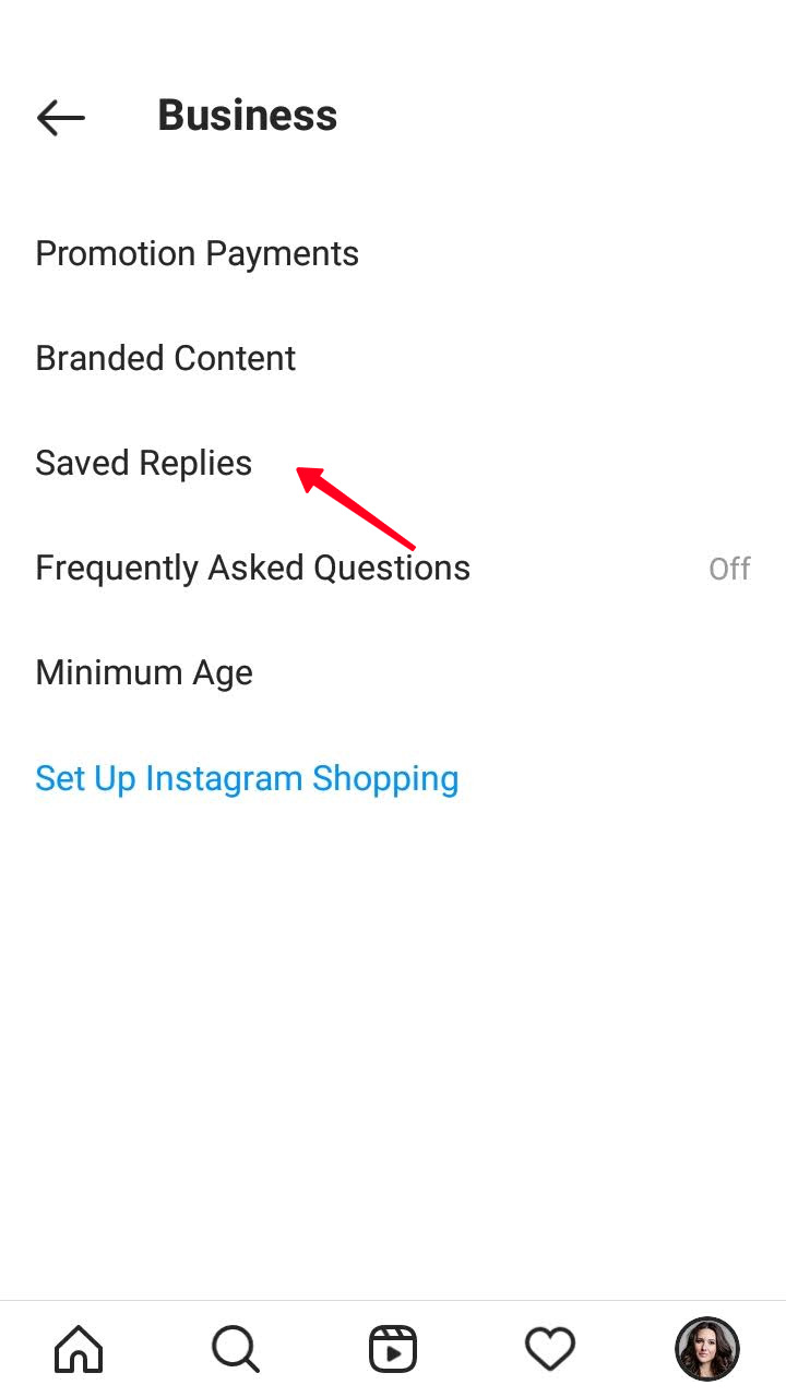 Saved Replies setting.