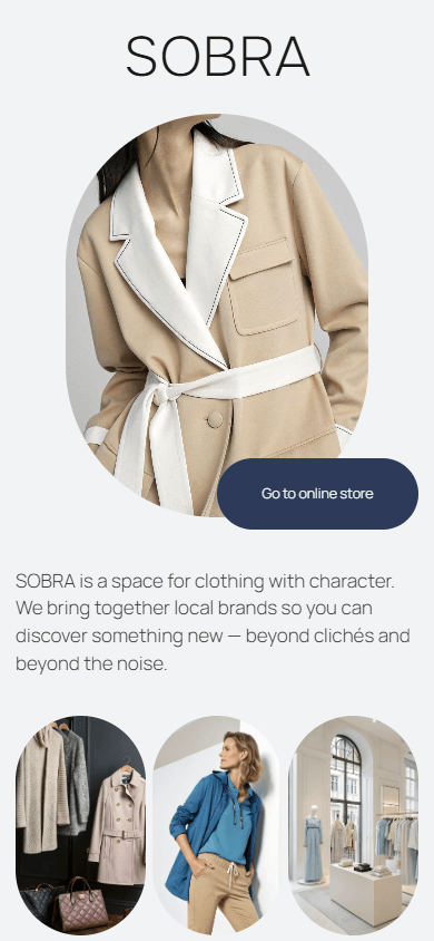 A clothing store link tree template for the apparel store