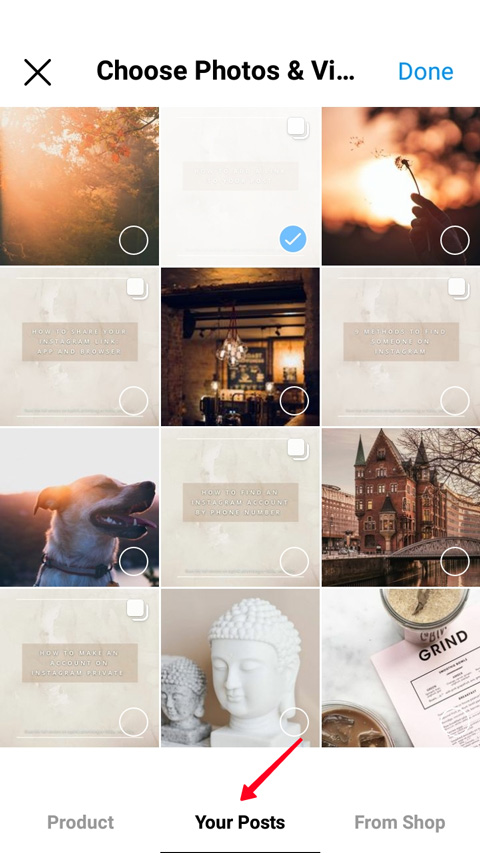 Highlighted Your Posts tab in the Instagram guide settings