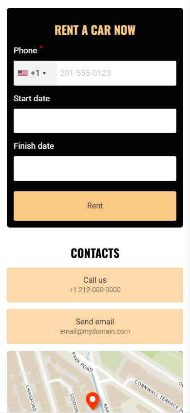The bottom of the example of the car business’s link tree page
