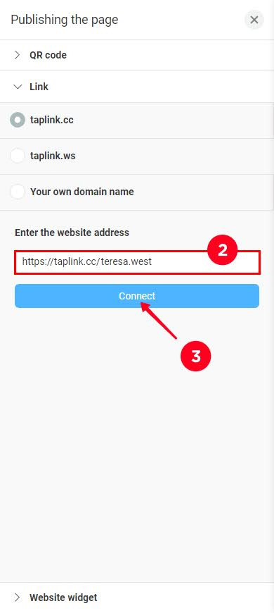 Adding the unique part of the URL and tapping the Connect button