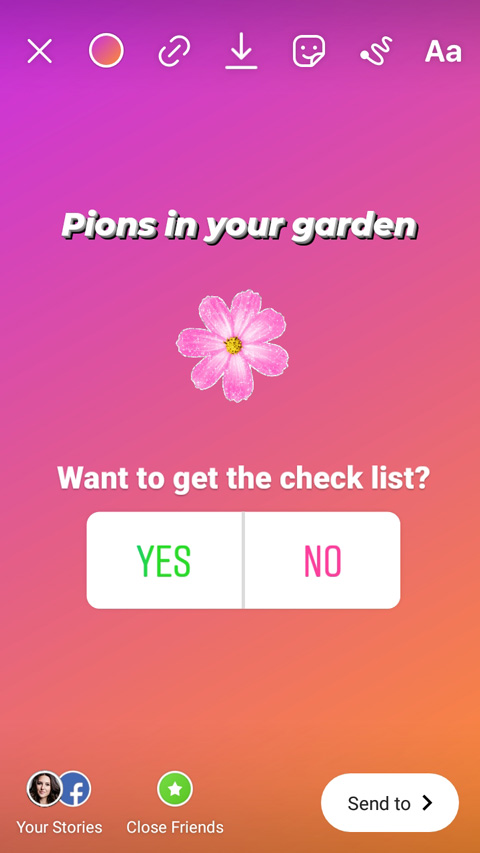 Umfrage in einer Instagram-Story im Beitragsmenü