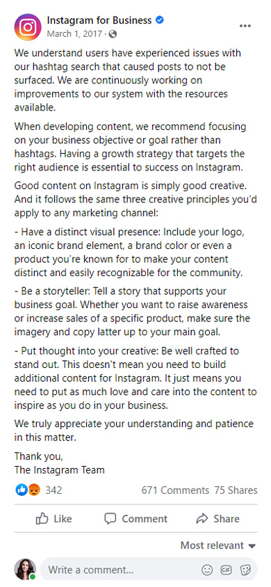 Advice on how to avoid shadowban posted by Instagram for Business