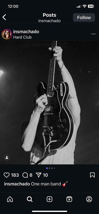 An Instagram black and white photo with a caption posted by a photographer