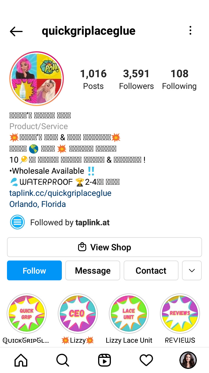 User’s page with an image in the pop art style set as the profile picture on Instagram