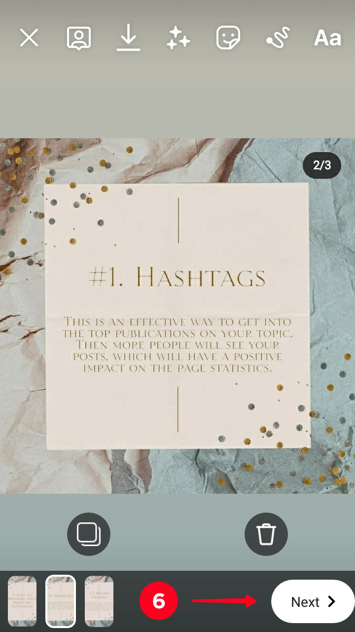 Tapping Next in the Instagram Stories editor