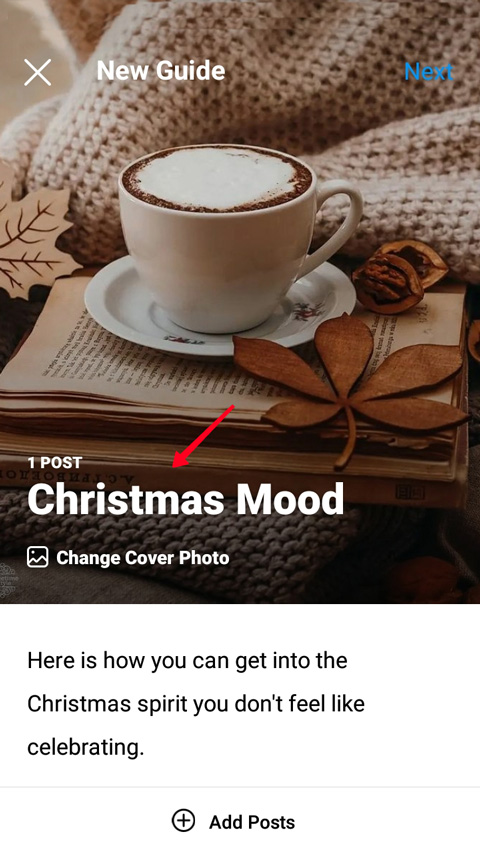 Highlighted headline of an Instagram guide
