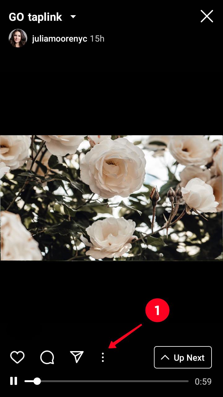 Apertura del menu del post di IGTV