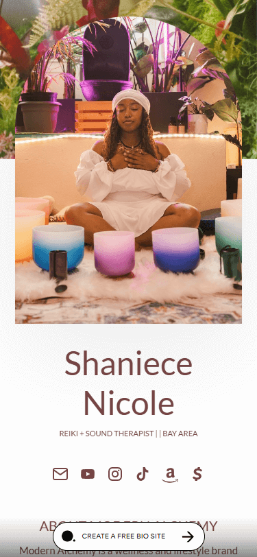 Página de Bio Sites de Shaniece Nicole