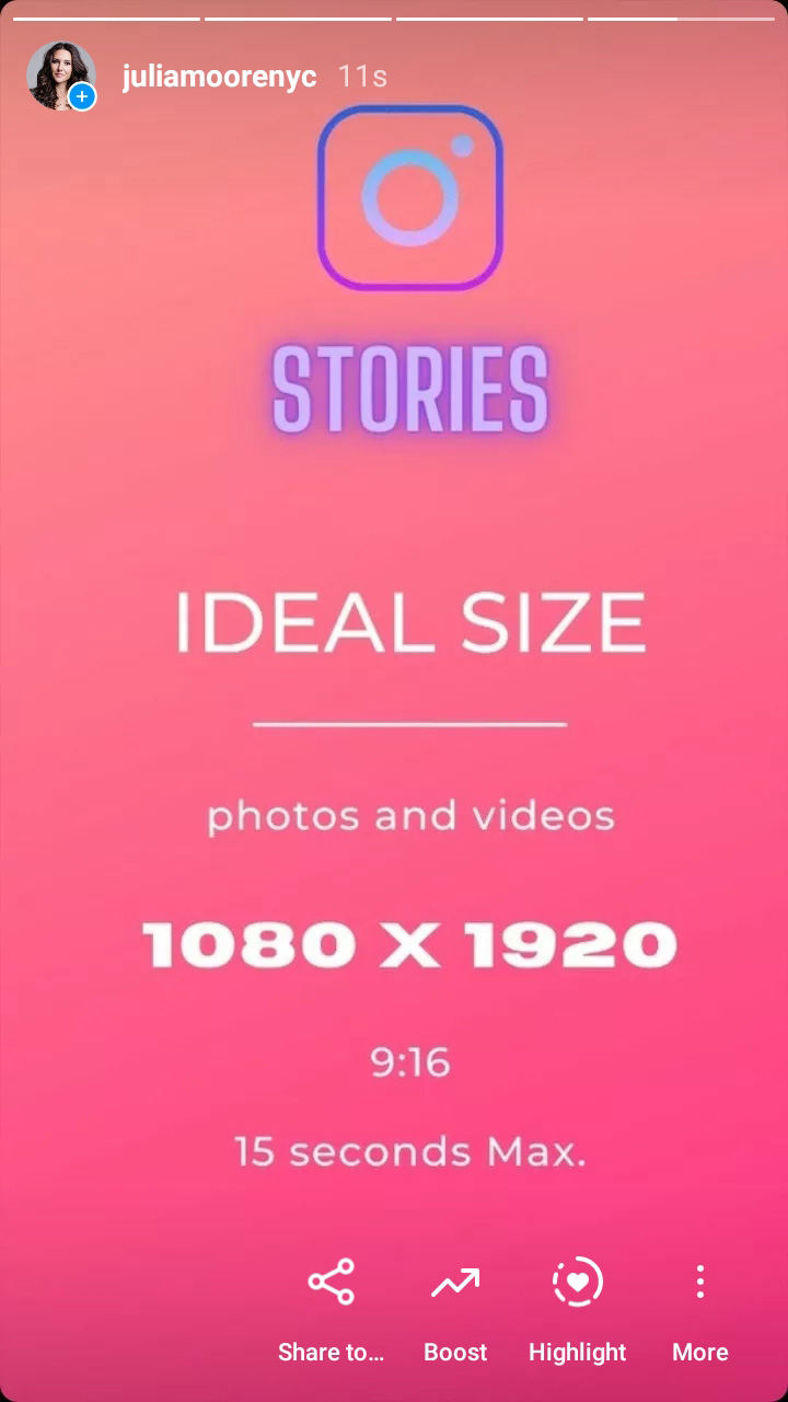 Instagram Stories size and dimension information