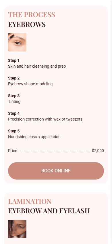 The middle of the beautician’s link tree page