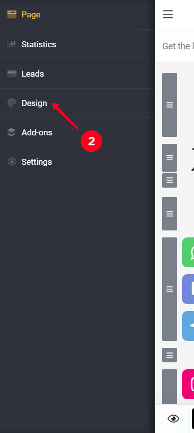 Choosing Design on the list of profile options