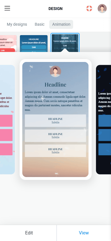Design theme in the Taplink online store builder
