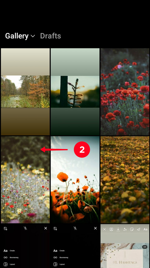Choosing a photo for posting to Instagram Stories