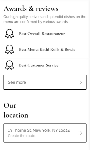 Auszeichnungen von Restaurants auf ihrer Website auf Taplink