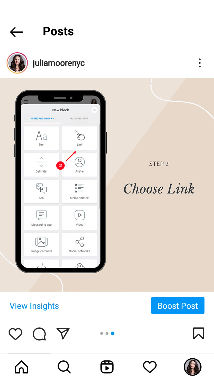 The second step of instructions posted as an Instagram image carousel