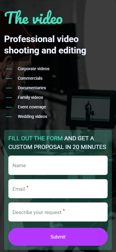 Bagian atas tautan agensi pembuatan video di halaman bio dibuat dengan Taplink