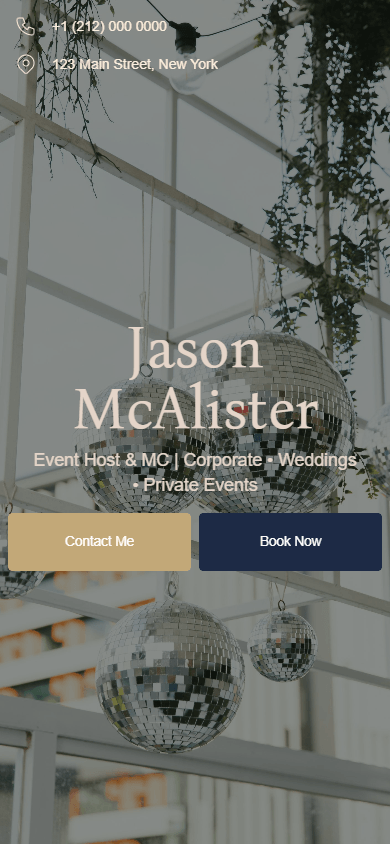 Top section of the Taplink-built event host’s page made in Tap Bio style
