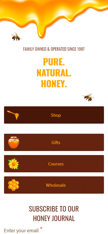 Link in bio page made on Taplink for selling honey on through social media