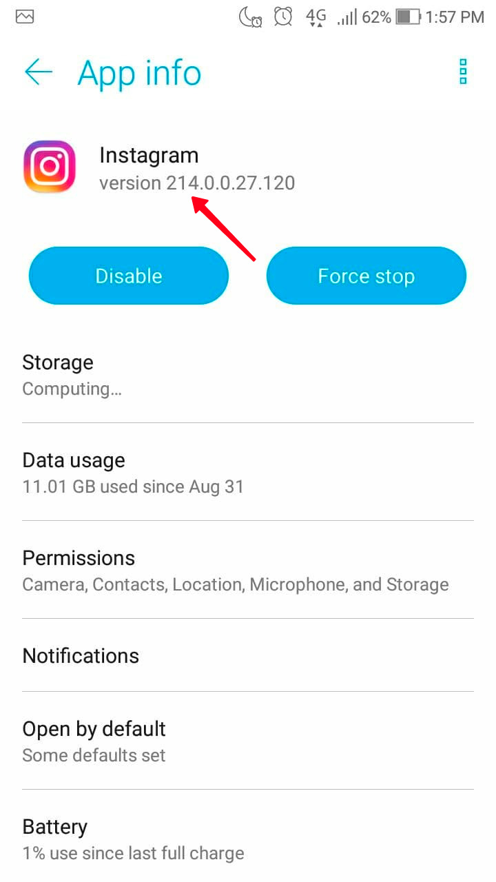 Highlighted version of the installed Instagram app on an Android smartphone