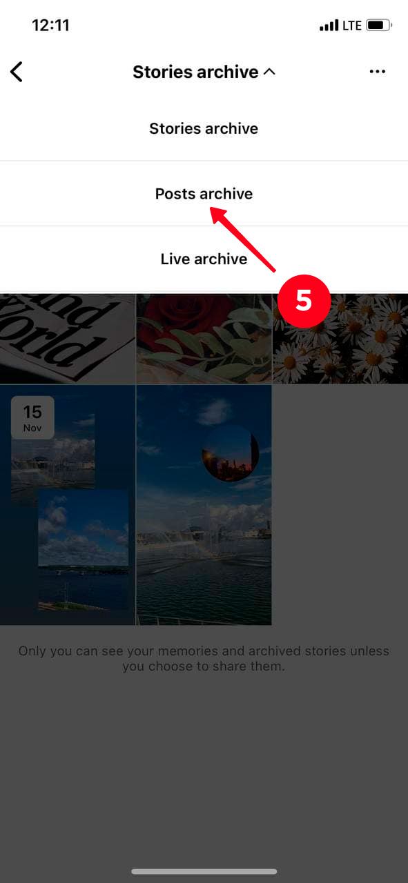 Selecting Posts archive in the Instagram archive