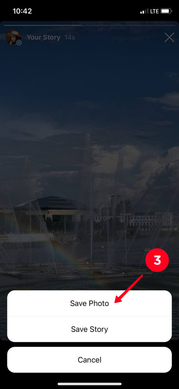 Tapping Save photos in the story downloading menu