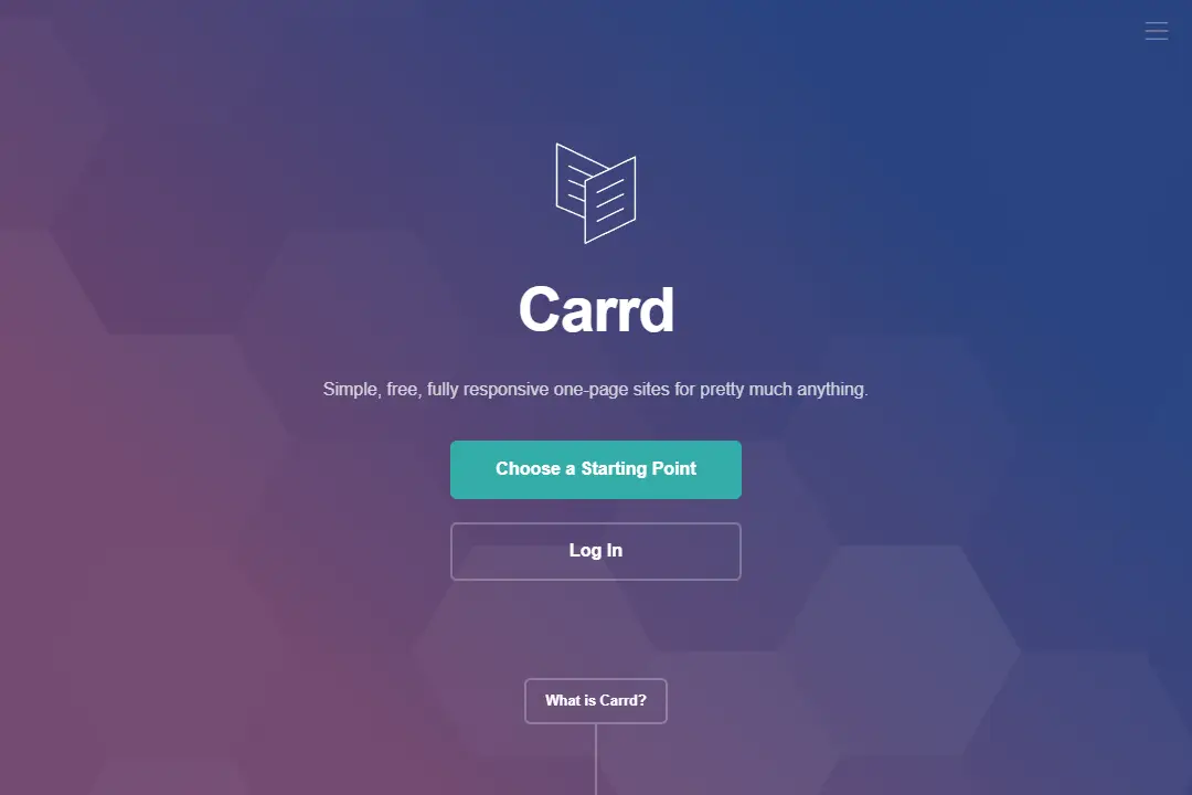 A home page interface of the Carrd.co website builder