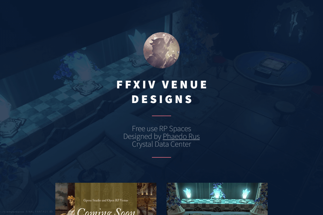 Carrd landing page featuring descriptions of roleplay venues
