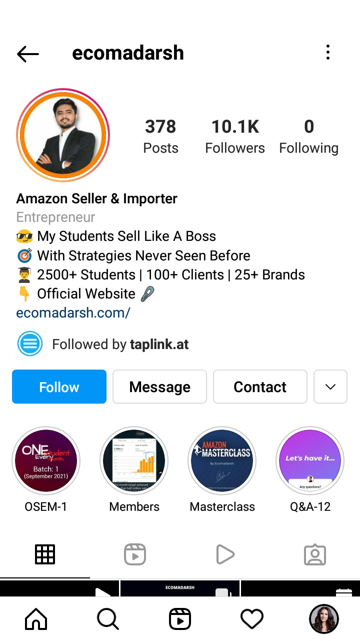 Portrait photo of a man looking straight to the camera uploaded as the Instagram profile picture