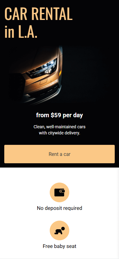Top of the car rental business’s link tree example