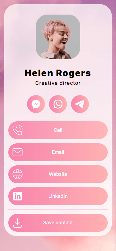 An example of the link in bio page created with Taplink