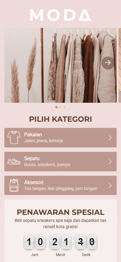 Template profesional untuk toko pakaian