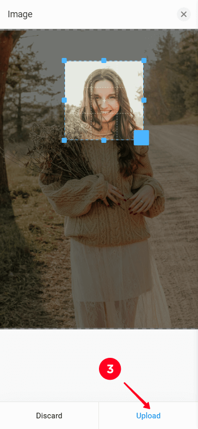 Tapping Upload in the avatar settings window in Taplink
