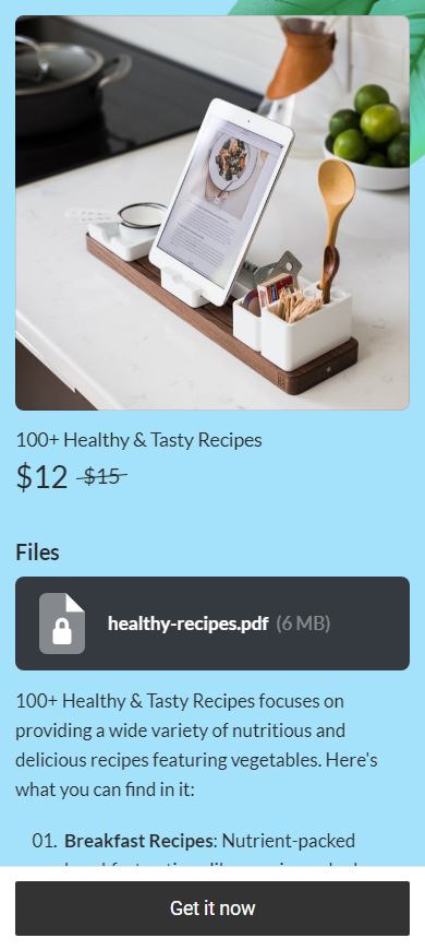 Page made on Taplink for selling an ebook