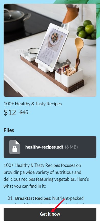 Tapping the buy button on a page for selling an ebook