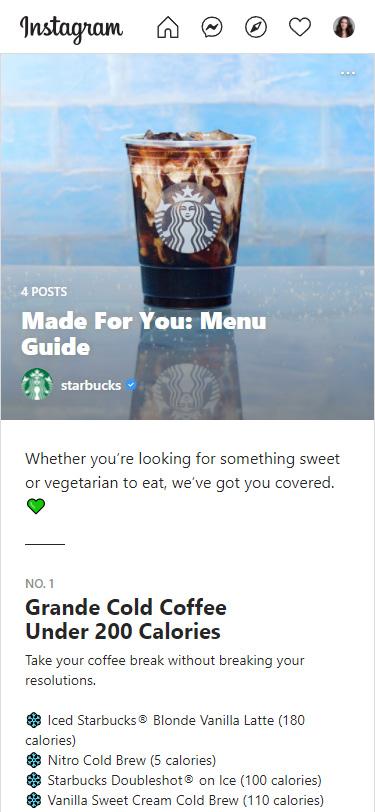 Instagram guide on products with posts about coffee